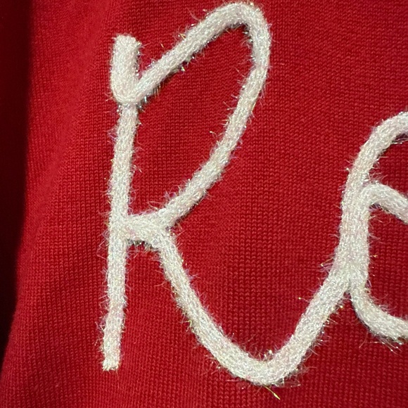 QUEEN OF SPARKLES Bold Red Crew Neck Sweater roll tide Alabama crimson L - Picture 4 of 6
